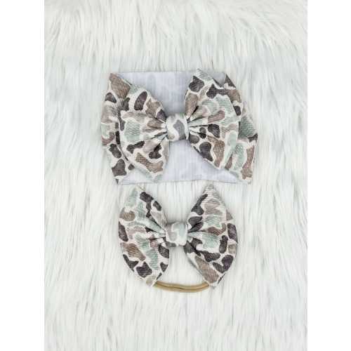 Duck Camo Baby Bow: Nylon, Headwrap, Clip or Pigtail Set Hair Bow