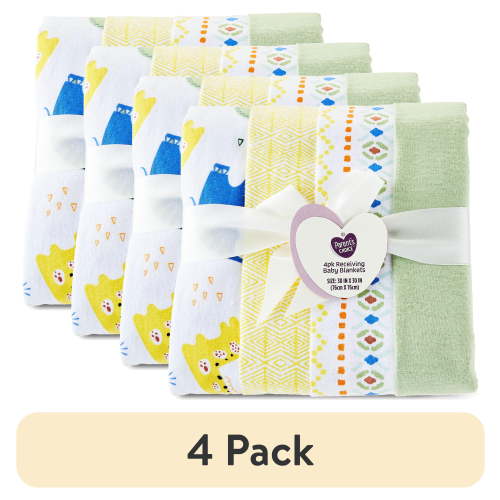 (4 pack) Parent's Choice Cotton Flannel Receiving Blankets for Baby Boys and Girls, Jungle, 4-Pack