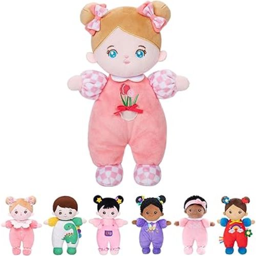 OUOZZZ 10" Soft Baby Doll for Girls - First Baby Doll Plush Rag Doll Sleeping Cuddle Buddy Purple Doll Toy for Kids