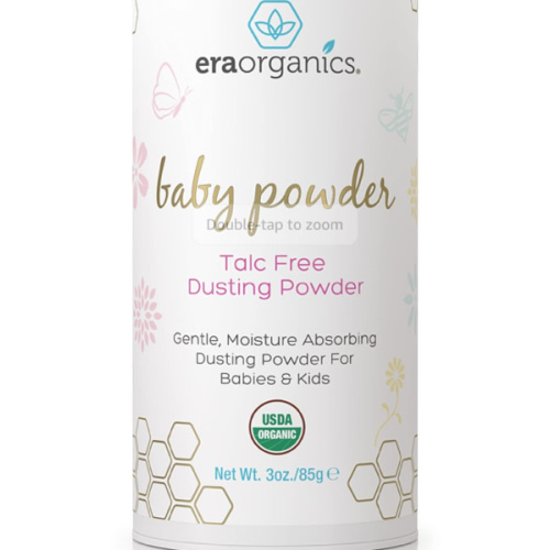 Era Organics USDA Organic Baby Powder Talc-Free - Soothing Arrowroot, Calendula and Cornstarch for Newborn, Babies or Toddlers - Made in USA - 3oz/85g