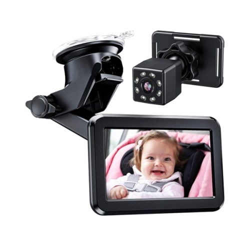 Itomoro Baby Car Mirror, Back Seat Baby Car Camera with HD Night Vision Function Display, Reusable Sucker Bracket, Wide View, 12V Cigarette Lighter, Easily Observe The Baby’s Move