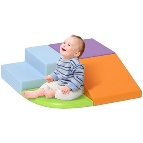 Qaba Foam Play Set for Toddlers and Children 12-36 Months, Easy-to-clean 4 Piece Soft & Safe Kids Climbing Set for Crawling or Sliding