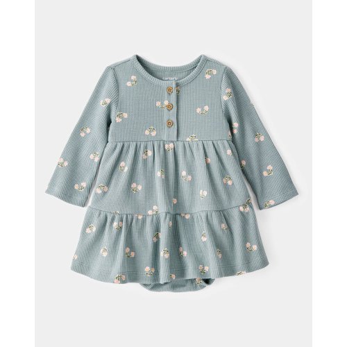 Baby Floral Waffle Knit Bodysuit Dress - Green - Carter's | Carter's