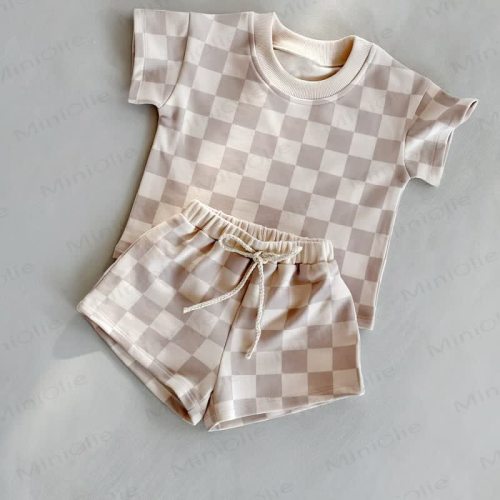 Baby 2-Piece Checkerboard Simple Summer Set
