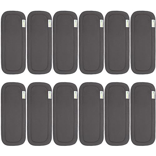 Wegreeco Reusable Soft 5 Layers 12 Pack Charcoal Inserts for Baby Cloth Diaper,High Absorbing Washable Liners