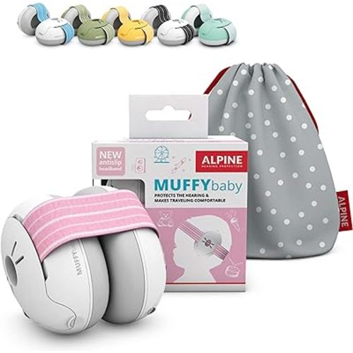 Alpine Muffy - Baby Noise Cancelling Headphones - CE & ANSI Certified - Soft & Comfortable Baby Ear Protection up to 36 Months - Baby Essentials Ear Muffs for Hearing Protection - Pink