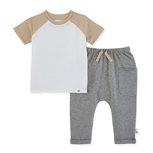 Burt's Bees Baby Baby Boy's Shirt and Pant Set, Top & Bottom Outfit Bundle, 100% Organic Cotton