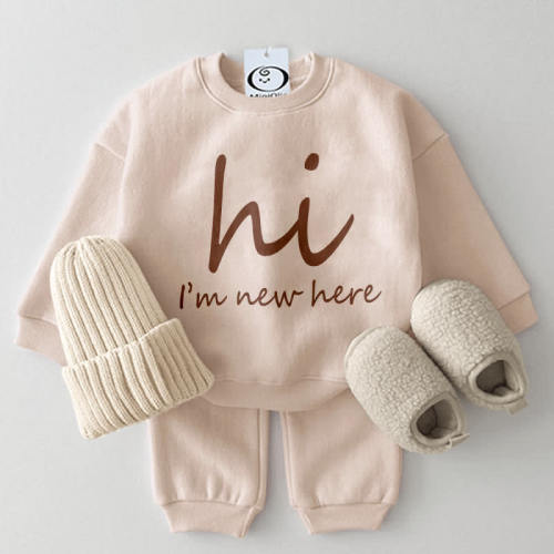 MiniOlie HI I'M NEW HERE Baby 2-Piece Casual Set