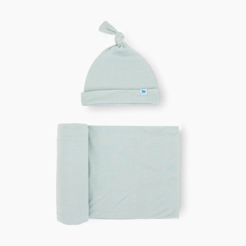 Little Unicorn Stretch Knit Hat & Swaddle - Frost Green