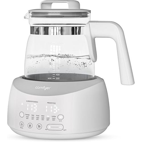 Bottle Warmer comfyer, Baby Bottle Warmer with Night Light & Faster Cooling Fan, Instantly Water Warmer, Tea Kettle Electric with 6 Temperature Control Presets, Feed Baby More Easier and Healthier