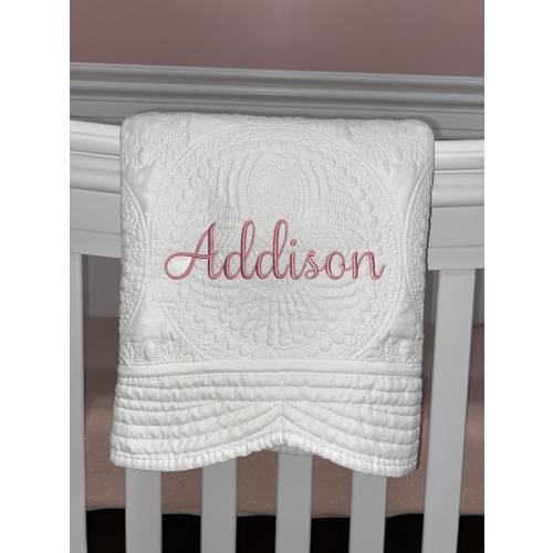 Personalized Baby Quilt, Embroidered Heirloom Quilt, Baby Shower gift