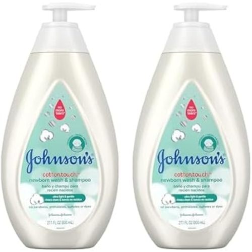 Johnson's Baby CottonTouch Newborn Baby Wash & Shampoo with No More Tears, 27.1 Fl Oz (Pack of 2)