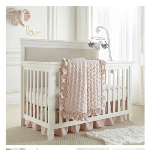 Heritage Blush Velvet 4PC Crib Bedding Set