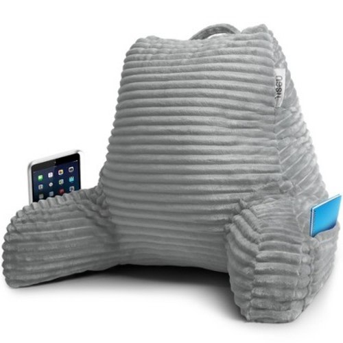 Nestl Reading Pillow for Bed, Standard Bed Pillows for Sitting Up in Bed, Light Gray Bed Rest Pillow
