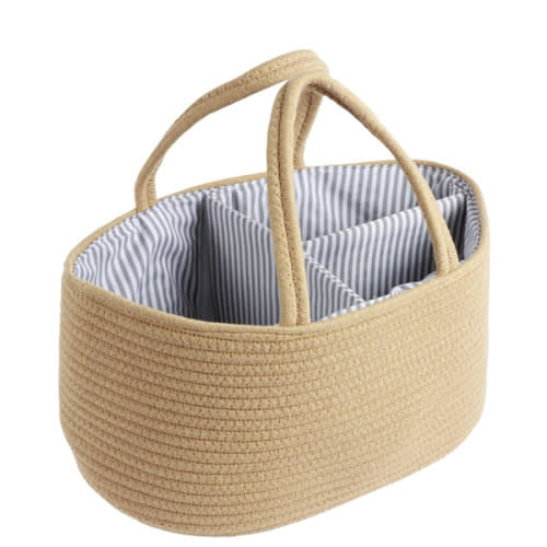 Baby Nappy Caddy Woven Diaper Caddy Basket Cotton Rope Diaper Caddy Organizer Diaper Tote Bag with Handles Removable Dividers Large Nursery Storage Basket Portable Baby Gift Basket(Ephedra): Open Storage Bins: Amazon.com.au