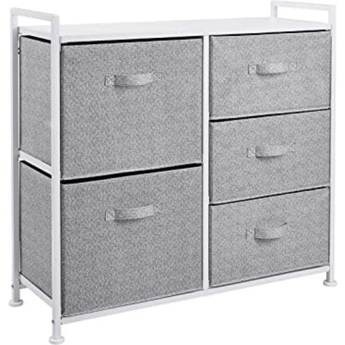 Amazon Basics Closet Organizer Drawers with 5-Fabric Storage Units, White