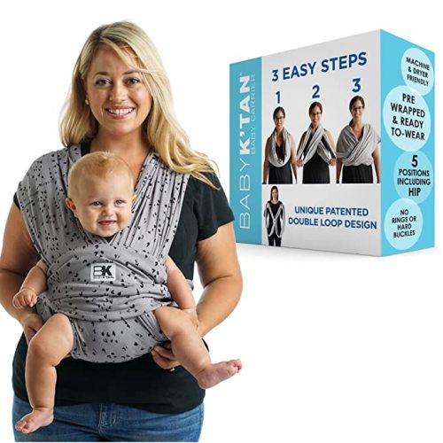 Baby K'tan Baby Wrap Carrier - Pre Wrapped and Simple as 1-2-3, Pillowy Soft, Slip On - Not Like Any Newborn Sling, No Rings, No Tying, No Buckles - Original Sweetheart Grey (X-Small)
