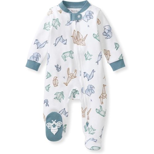 Burt's Bees Baby Boys Sleep and Play PJs, 100% Organic Cotton One-Piece Zip Front Romper Jumpsuit Pajamas