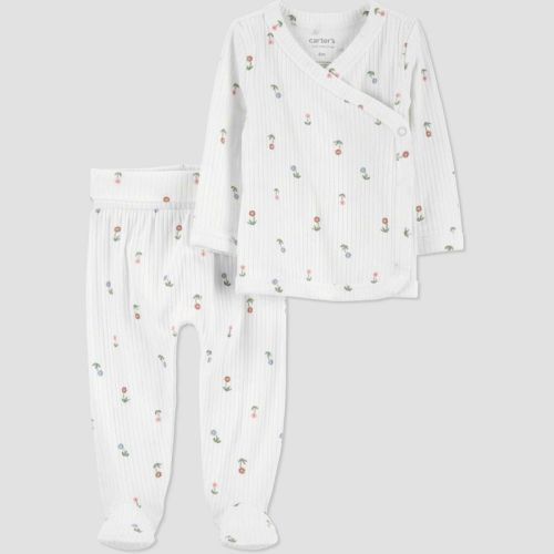 Carter's Just One You® Baby Girls' 2pc Ivory Floral Cardigan Set - Newborn