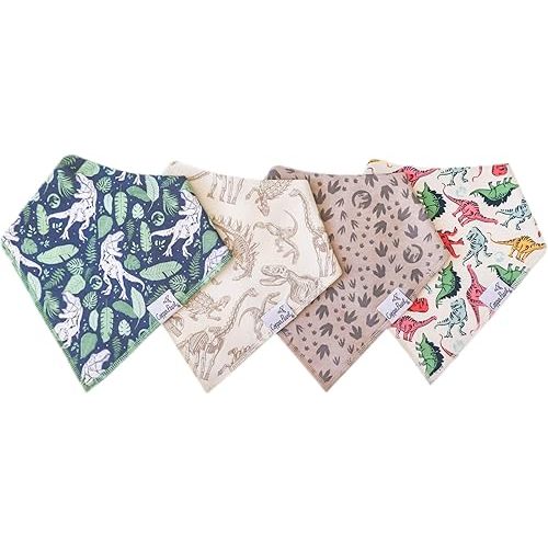 Copper Pearl Baby Bandana Bibs - 4 Pack Soft Cotton Bibs for Drooling & Teething, Absorbent, Adjustable Fit, Many Styles