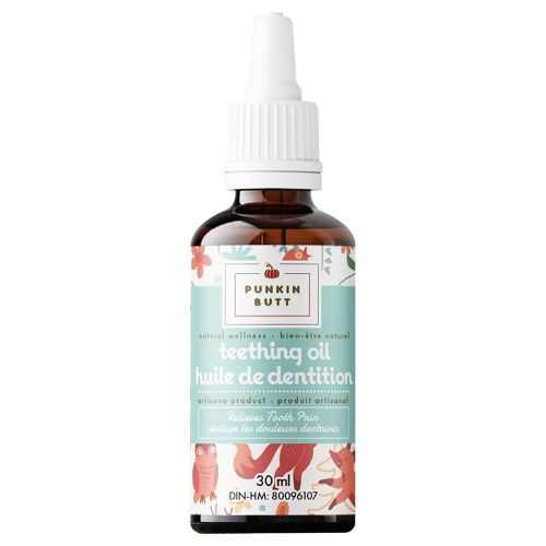 Punkin Butt Teething Oil for Babies, Infused with Chamomilla, Phytolacca & Rheum, Plant-Based Formula, Homeopathic Natural Teething Relief for Babies, 1oz Bottle