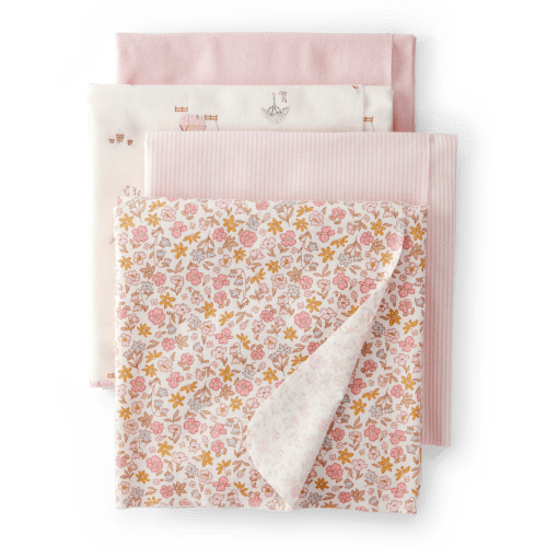 Baby 4-Pack Floral Receiving Blankets - Pink