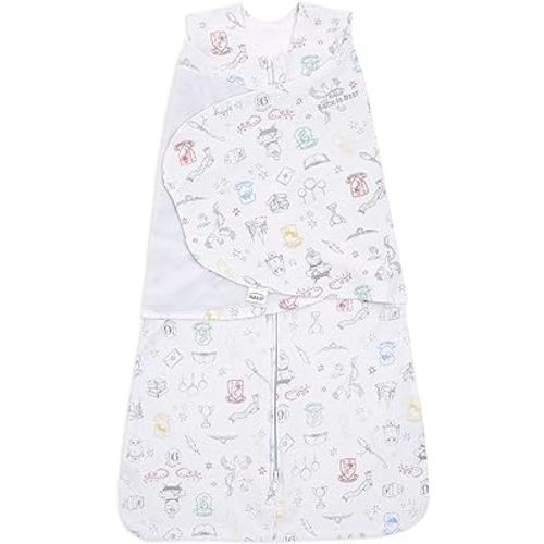 HALO 100% Cotton Sleepsack Swaddle, 3-Way Adjustable Wearable Blanket, TOG 1.5, Harry Potter Enchanted, Small, 3-6 Months