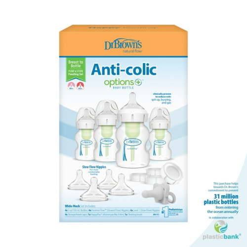 Dr. Brown's Natural Flow Anti-Colic Options+ Wide-Neck, Breast to Bottle, Pump & Store, Feeding Set