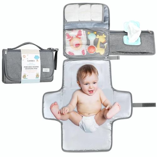 Amazon.co.jp: LANDICI Diaper Pouch, Baby Product Storage, Large Capacity, Diaper Storage, Small Items, Cute, Travel Pouch, Baby Gift (Gray) : Baby