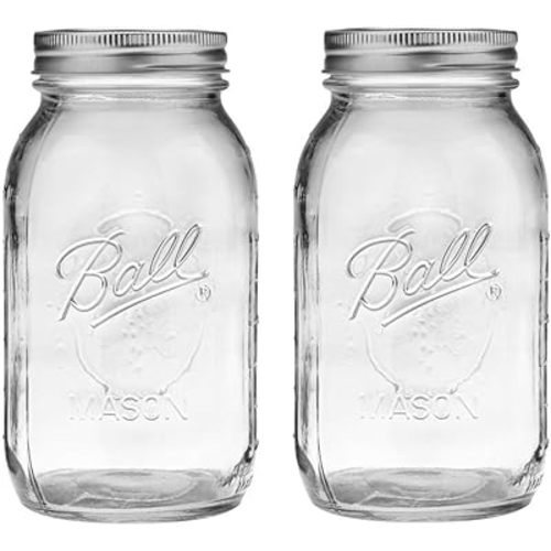 Ball Regular Mouth 32-Ounces Mason Jar with Lids and Bands, Clear,(Pack Of 2)