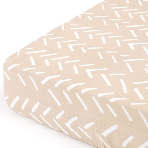 GRSSDER Soft Muslin Crib Sheet 1 Pack, 100% Cotton Crib Sheets for Boys and Girls, Fit Standard Crib Mattresses 52" x 28" Safe and Snug, Stylish Herringbone Print - Stripe