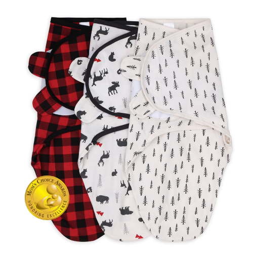 The Peanutshell Newborn Swaddles for Baby Boys or Baby Girls, 3 Pack Set, Plaid Woodland