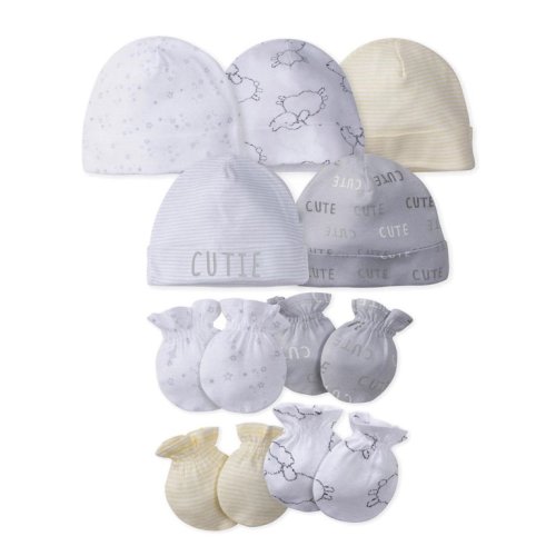 Gerber Baby Boy or Baby Girl Gender Neutral Caps & Mittens Accessories Bundle, 9-Piece Set