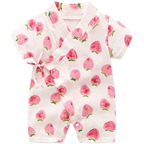 6 - 12 month strawberry PAUBOLI Kimono Robe Cotton Baby Romper