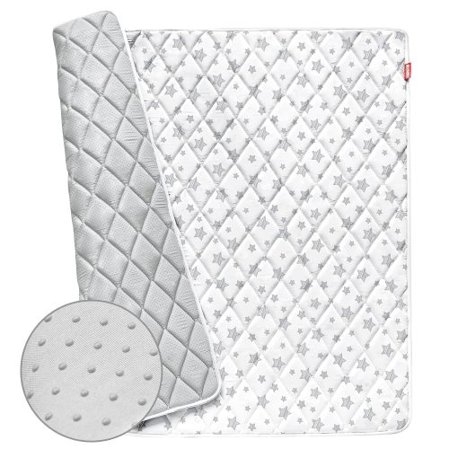 Premium Foam Baby Play Mat | Playpen Mat - Square 59" x 59", Thicker and Non-Toxic Crawling Mat for Infant & Toddler, White Stars