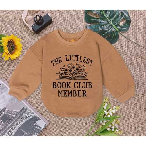 The Littlest Book Club Member Baby Romper Sweatshirt, New To The Book Club Baby Bodysuit, Wildflower Book Baby Romper, Book Worm Romper