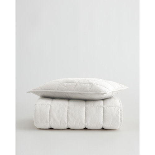 European Linen Toddler Quilt & Sham Set in White