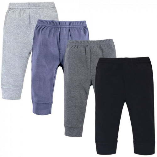 Touched by Nature Baby and Toddler Boy Organic Cotton Pants 4pk, Blue Gray, 3-6 Months