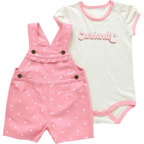 Girls' 2-Piece Short Sleeve Bodysuit &amp; Canvas Shortall Set (Infant)