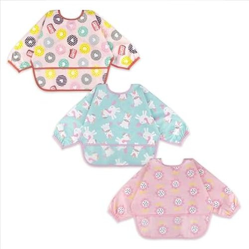 Amazon.com: 3 Pcs Long Sleeved Bib Set | Baby Waterproof Bibs with Pocket Bundle | Toddler Bib with Sleeves and Crumb Catcher | Stain and Odor Resistance Play Smock Apron - Pack of 3 | 6-24 Months : Baby