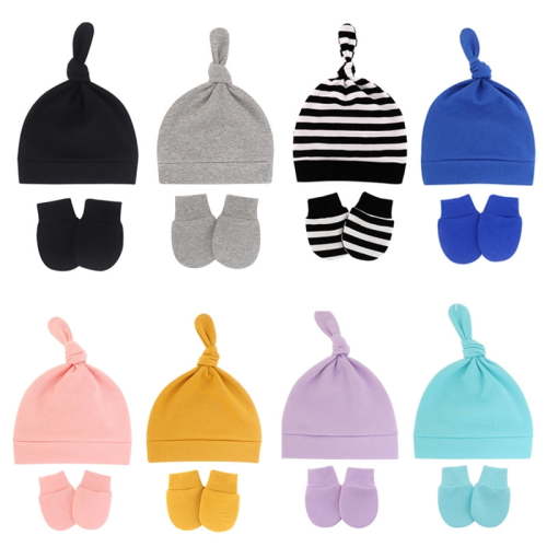 Dalrosia Newborn Baby Hats and Mittens Set Infant Beanie Cap Toddler Gloves Newborn Hospital Hats for Baby Boy Girl 0-6 Months