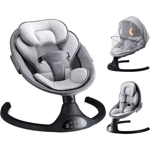 Baby Swing for Infants | Electric Bouncer for Babies,Portable Swing for Baby Boy Girl,Remote Control Indoor Baby Rocker with 5 Sway Speeds,3 Seat Positions,10 Music and Bluetooth,Aluminum