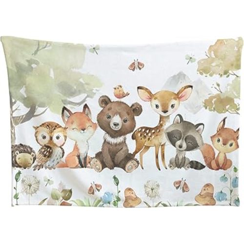 HawSkgFub Baby Toddler Boy Girl Woodland Animal Friends Bear Fox Deer Blanket Gift, Nursery Forest Flannel Fleece Bed Swaddling Blankets, Soft Lightweight Newborn Baby Shower Kids Crib Bedding 30 x 40