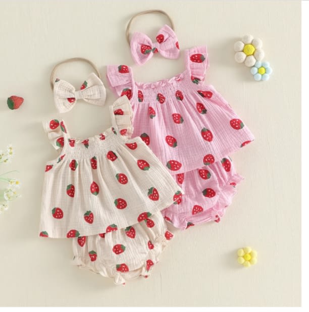 STRAWBERRY Muslin Outfit - Hazel & Bo