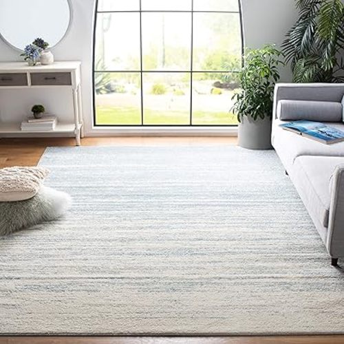 SAFAVIEH Adirondack Collection Area Rug - 8' x 10', Slate & Cream, Modern Ombre Design, Non-Shedding & Easy Care, Ideal for High Traffic Areas in Living Room, Bedroom (ADR113T)