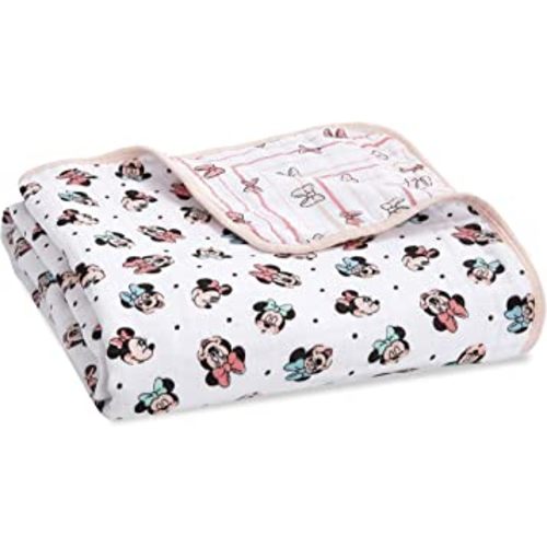 aden + anais Dream Blanket, Boutique Muslin Baby Blankets for Girls & Boys, Ideal Lightweight Newborn Nursery & Crib Blanket, Unisex Toddler & Infant Bedding, Shower Gifts, Minnie Mouse Rainbows