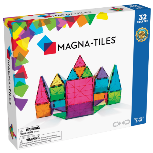 MAGNA-TILES, Magnetic Building Set, 32-Piece, Clear Colors
