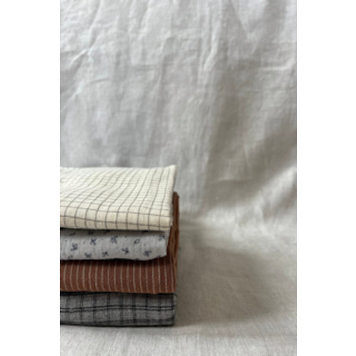 Small check printed cotton gauze - GOTS certified - sold by the meter