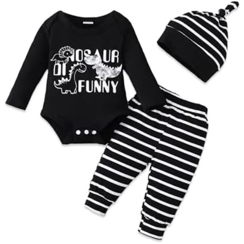 SUNNY PIGGY Baby Boy Clothes Newborn Boy Outfit Infant Romper Spring Summer Long Pants Set Hat 3PC