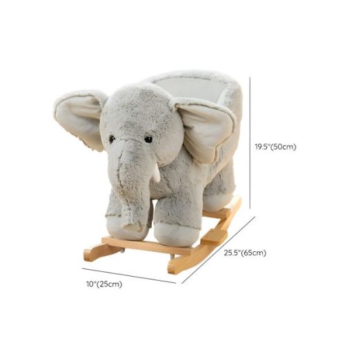 Traditional Gray Elephant Rocking Horse with Safety Belt Polyester - 26"L x 10"W x 20"H